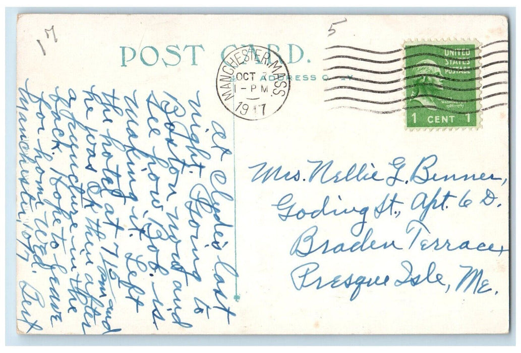 1917 View Of Townhall Building Manchester Massachusetts MA Vintage Postcard