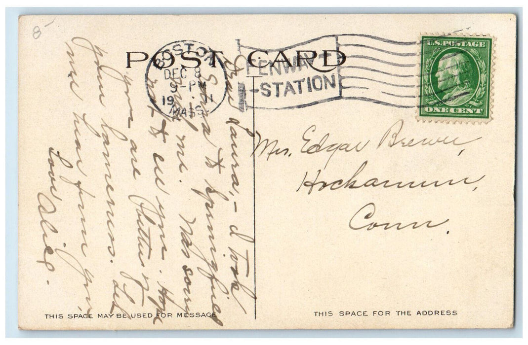 1911  Court Square Garden Park Springfield Boston Massachusetts MA Postcard