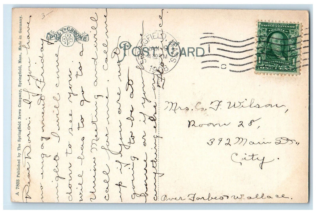 1908 Scene On Watershops Pond Springfield Massachusetts MA Antique Postcard