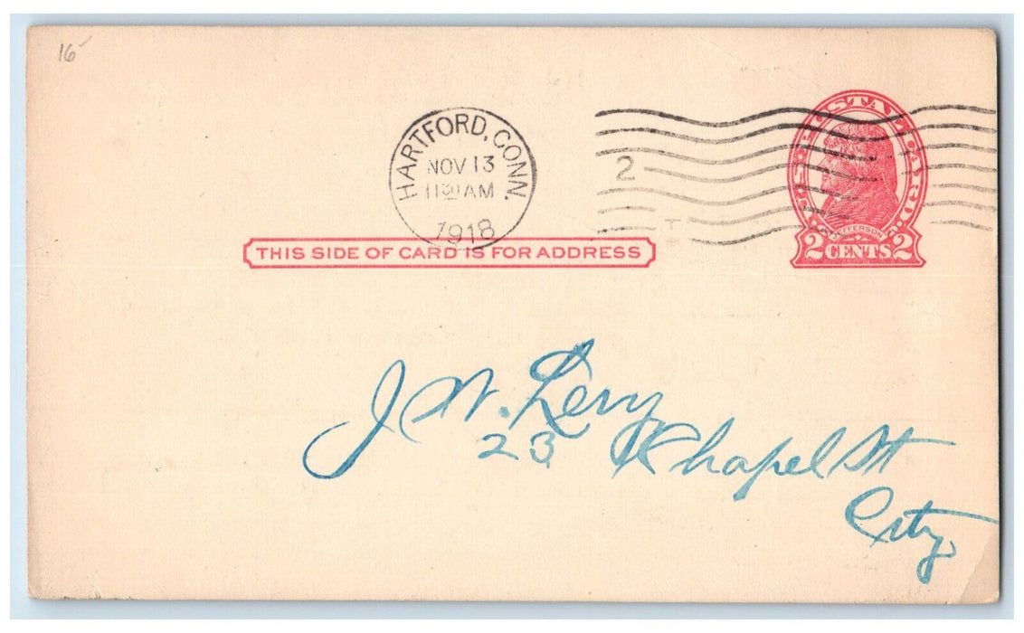 1918 Judith Lodge Official Receipt Hartford Connecticut CT Antique Postcard