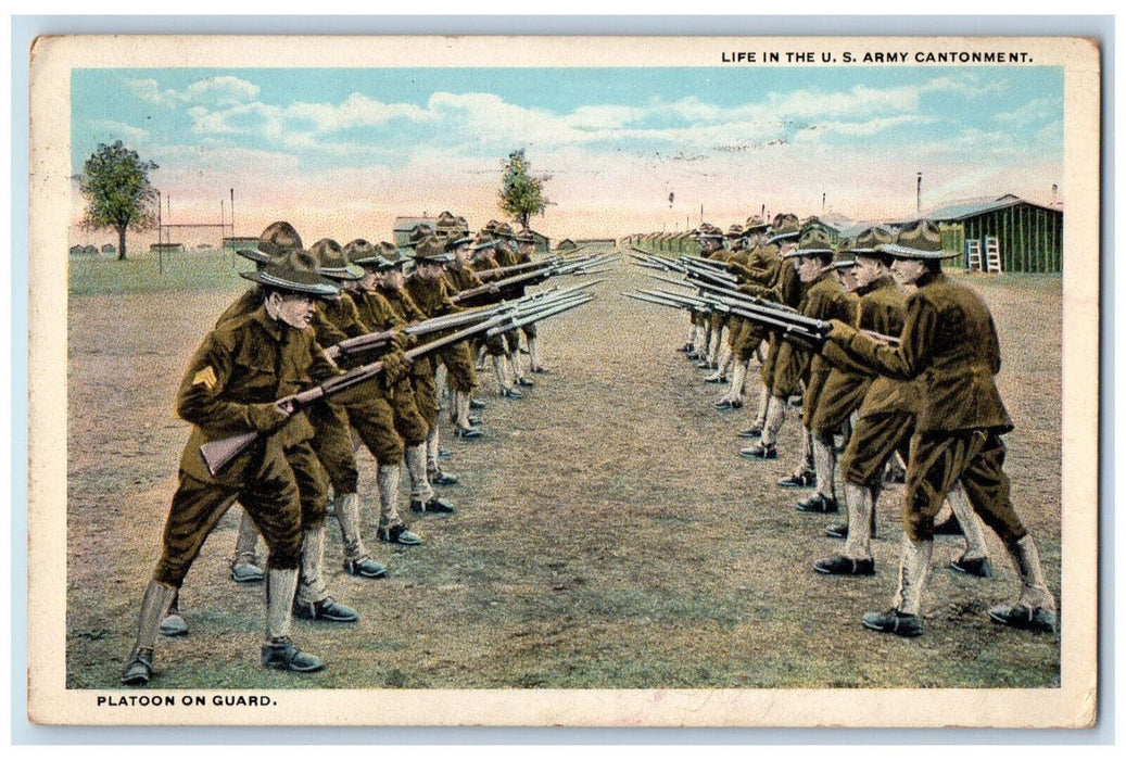 1918 Life In U.S Army Cantonment Platoon On Guard Baltimore Maryland MD Postcard