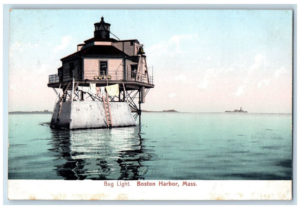 Bug Light House Boston Harbor Massachusetts MA Antique Unposted  Postcard