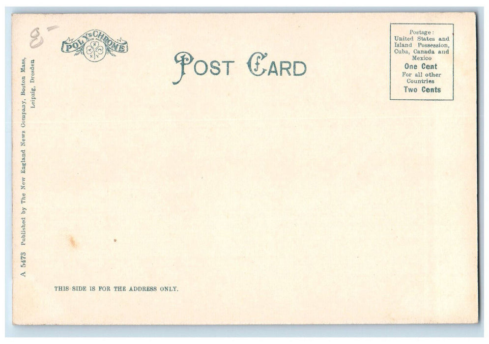 The Graves Light House Moon Boston Harbor Massachusetts MA Antique Postcard
