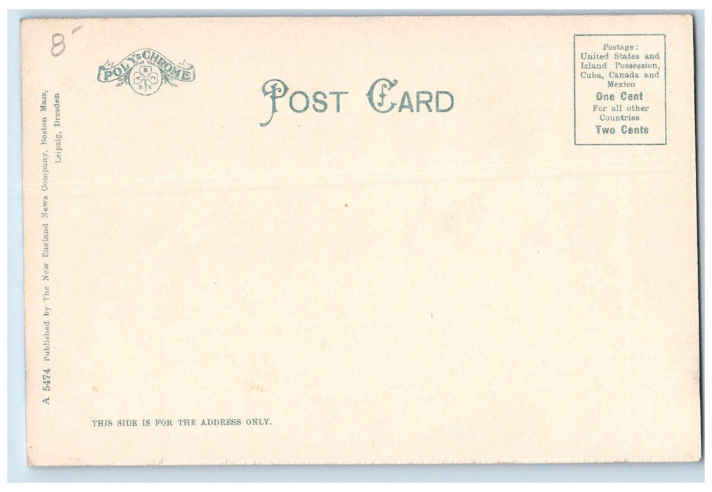 Boston Light House Moon Scene Boston Harbor Massachusetts MA Antique Postcard