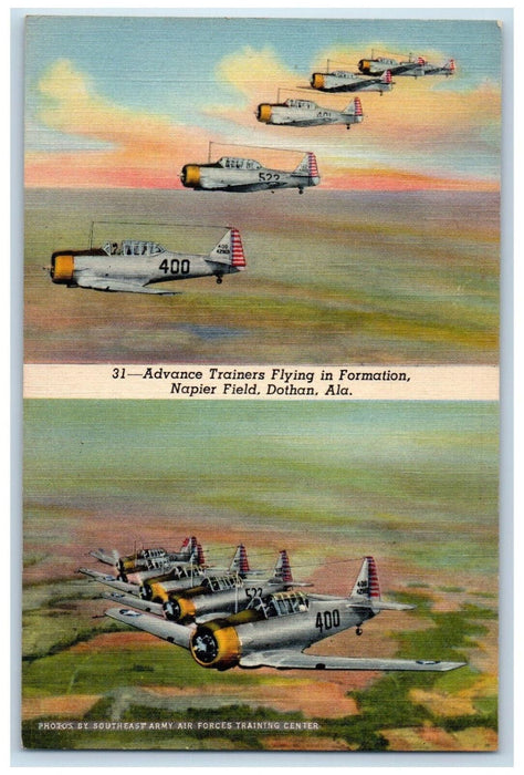 Advance Trainers Flying Formation Napier Field Dothan Alabama AL Postcard