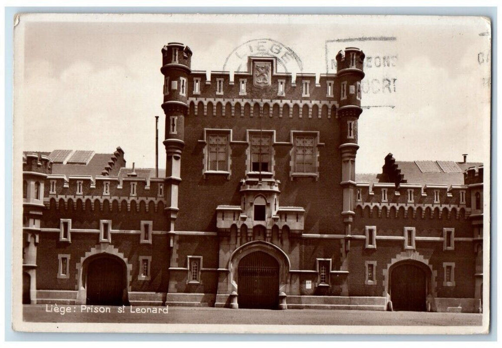 1924 St. Leonard Prison View Liege Belgium RPPC Photo Posted Postcard