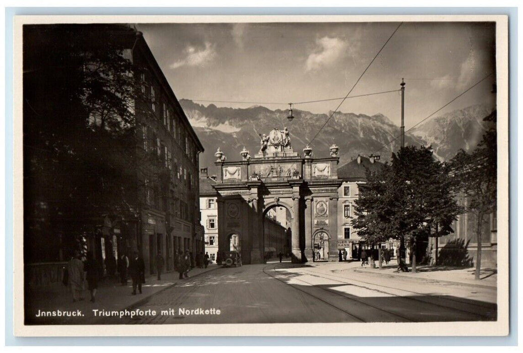 c1930's Triumphal Arch View Innsbruck Tyrol Austria RPPC Photo Unposted Postcard