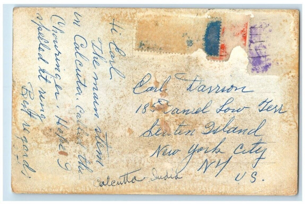 c1930's Grand Hotel Chowringhee Road View Calcutta India RPPC Photo Postcard