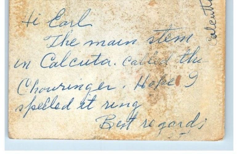 c1930's Grand Hotel Chowringhee Road View Calcutta India RPPC Photo Postcard
