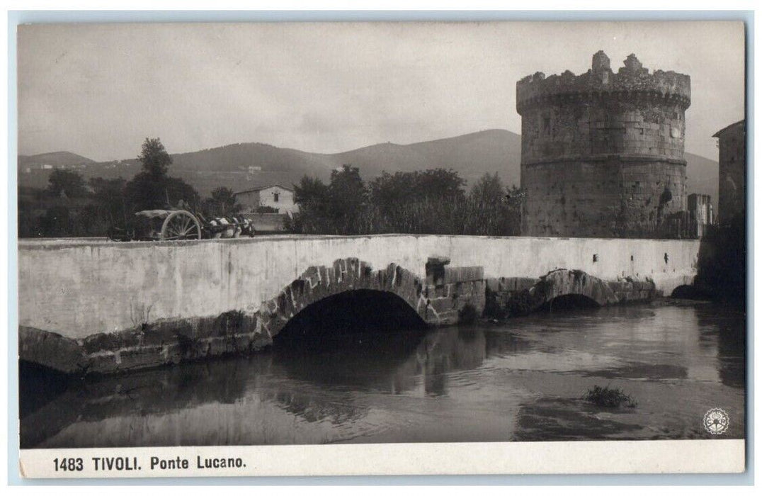 c1920's Ponte Lucano Bridge Horse Cart Aniene Tivoli Italy RPPC Photo Postcard