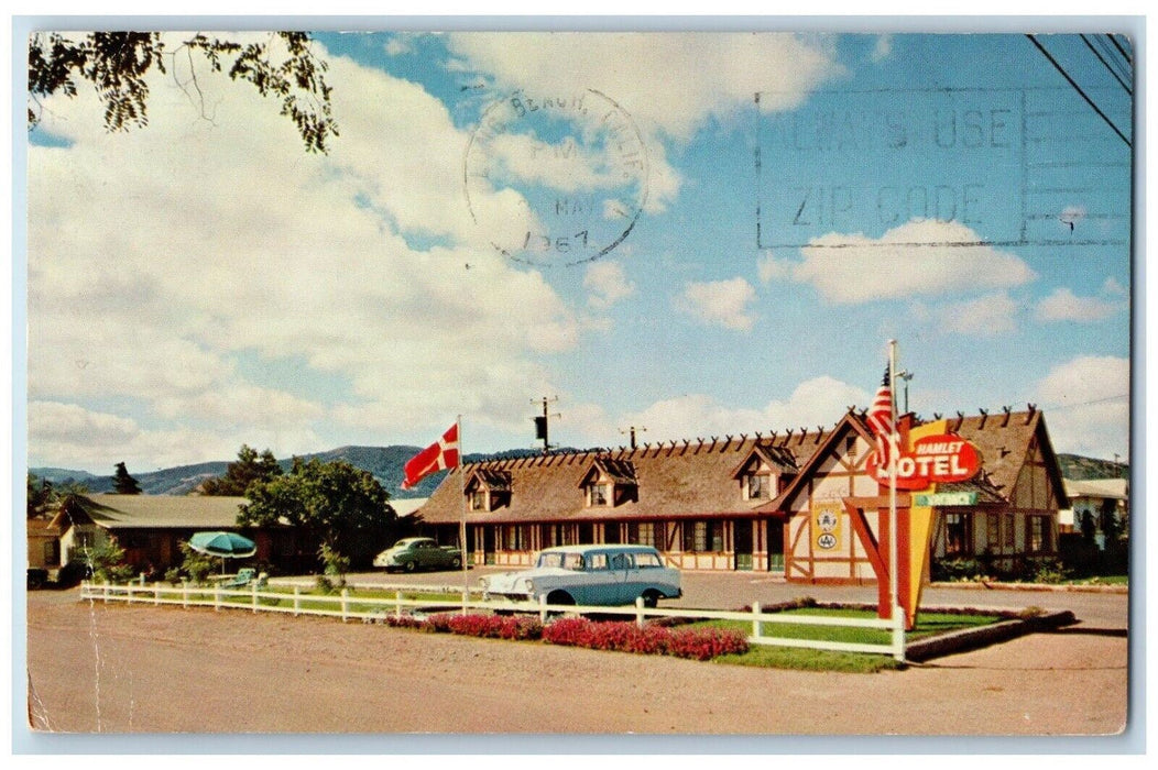 1967 Santa Ynez Valley Hamlet Motel Highway Exterior Solvang California Postcard