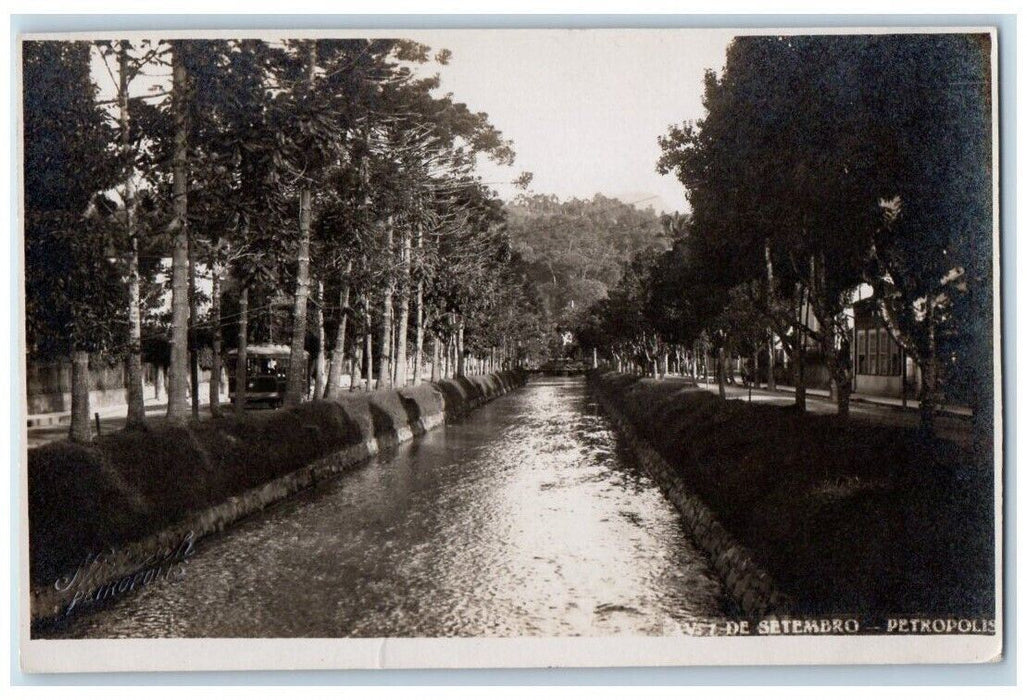 c1930's Bus Canal View September In Petropolis Brazil RPPC Photo Postcard