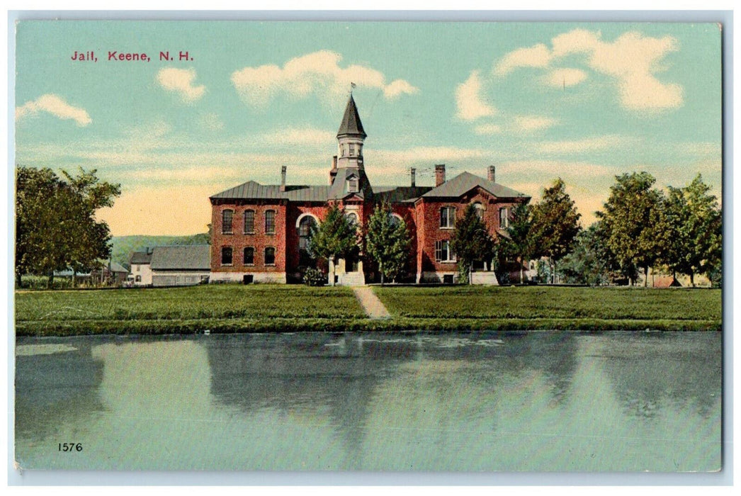 1914 Front View Of Jail House Garden Trees Scene Keen New Hampshire NH Postcard