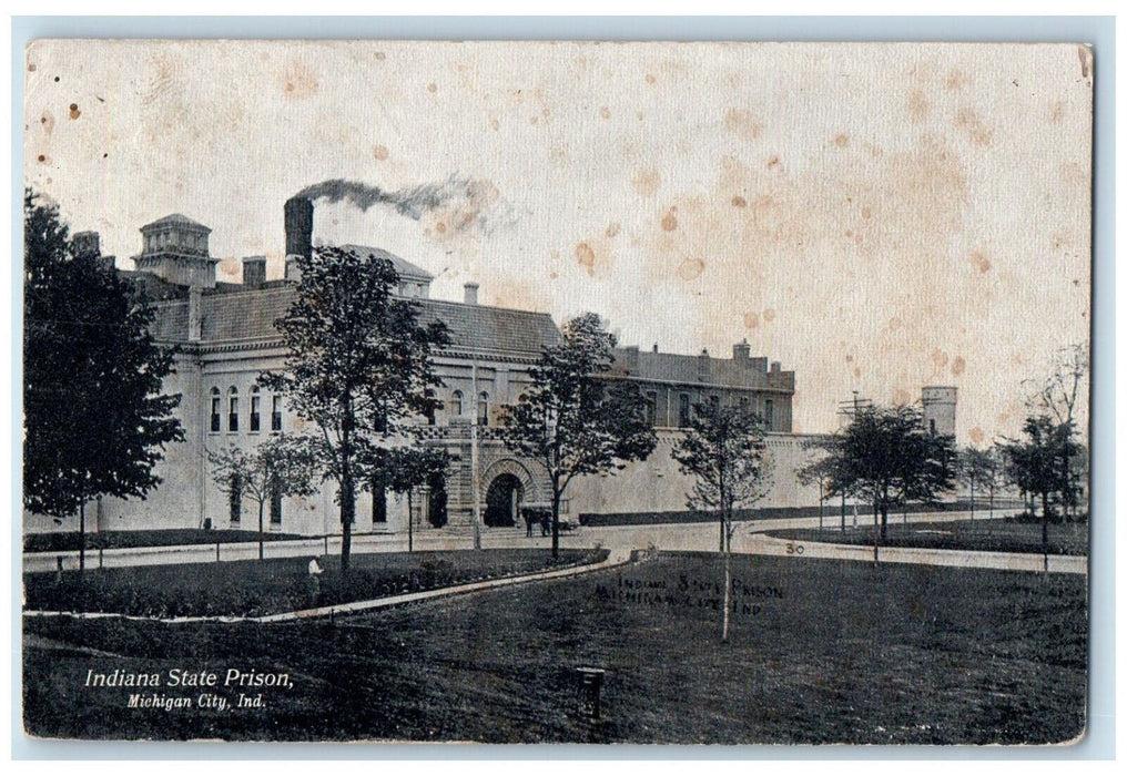 1909 Indiana State Prison House Penitentiary Michigan City Indian IN Postcard