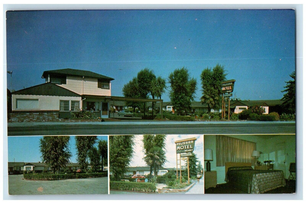 c1960 Pelissier Motel Mendocino Avenue Santa Rose California Multiview Postcard
