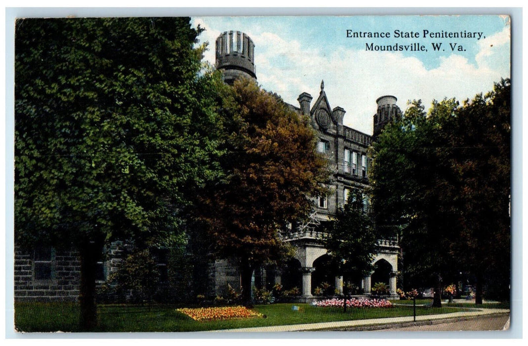 1914 Entrance To State Penitentiary Garden Moundsville West Virginia WV Postcard