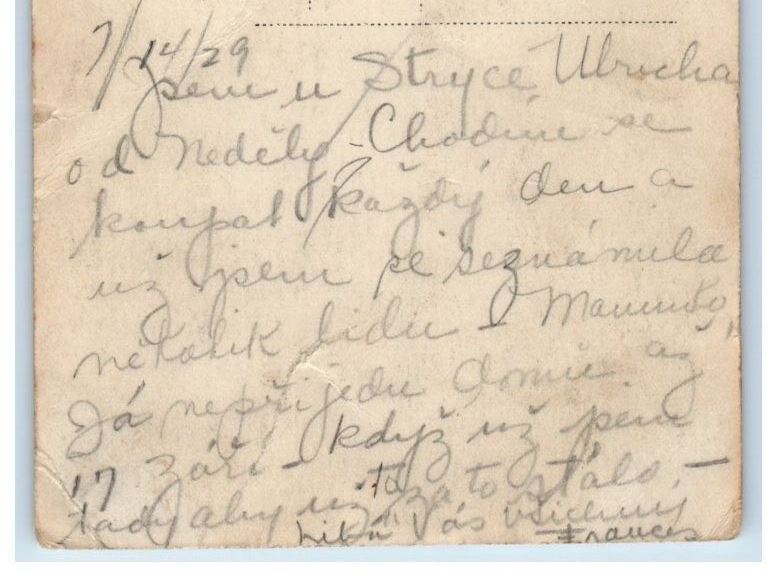 1929 Kostelec Street View Roudnice nad Labem Czech Republic RPPC Photo Postcard