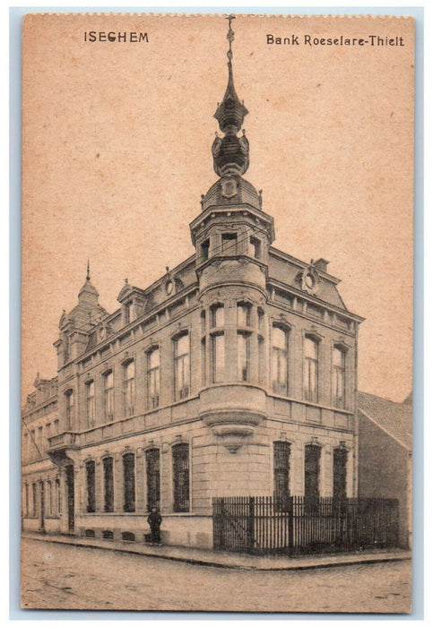 c1910 Bank Roeselare-Thielt Building Iseghem (Izegem) Belgium Antique Postcard