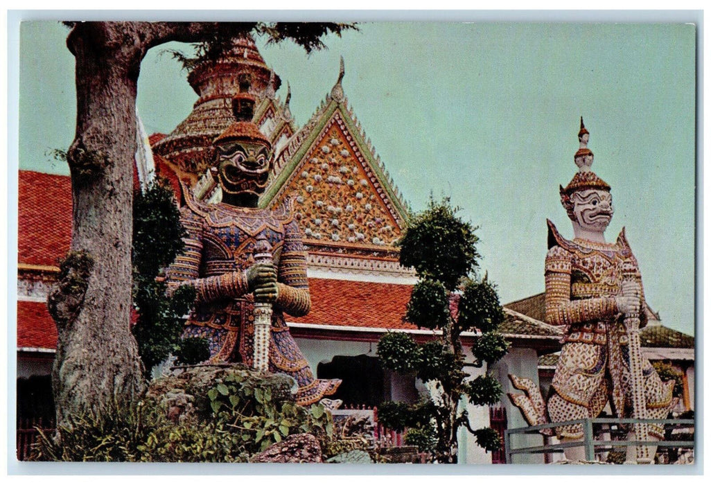 c1950s The Temple of Dawn Bangkok Thailand Japan Air Lines Vintage Postcard