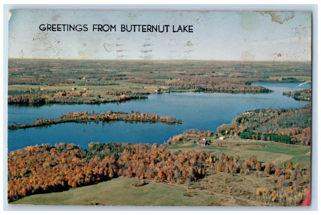 1964 Greetings From Butternut Lake Butternut Wisconsin Banner Vintage Postcard