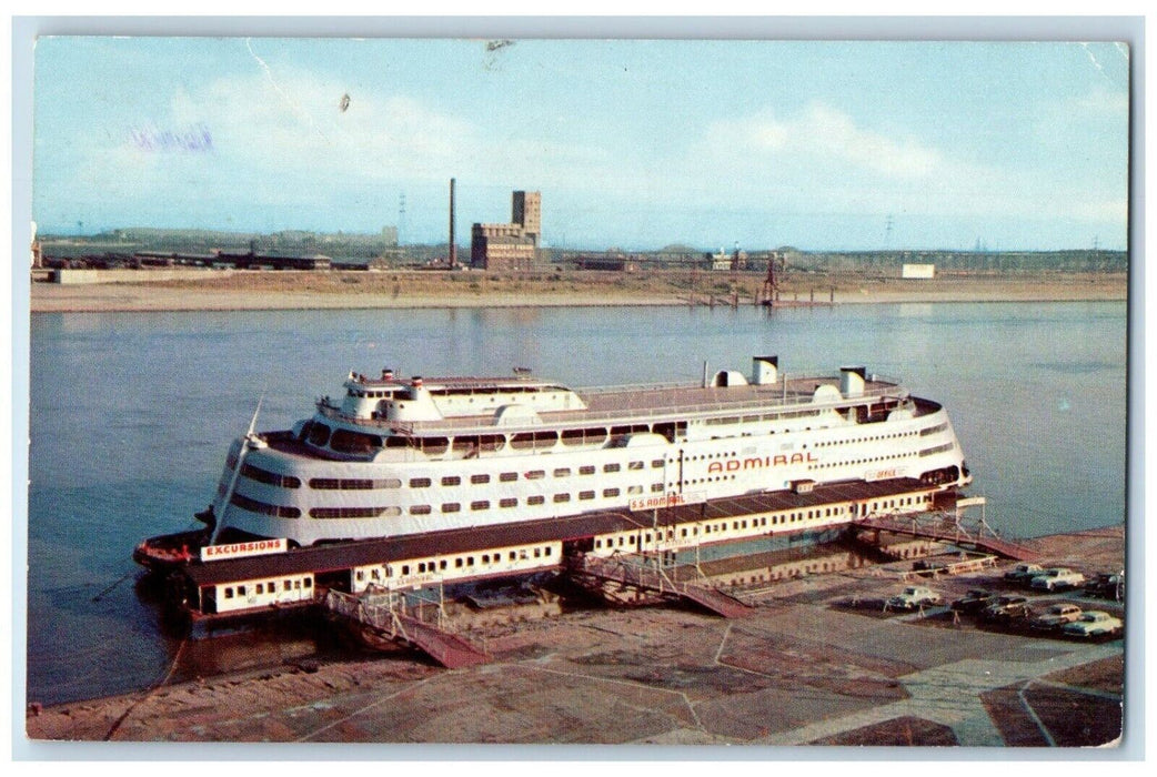 1955 Steamer Ship Admiral Mississippi River St Louis Missouri Vintage Postcard