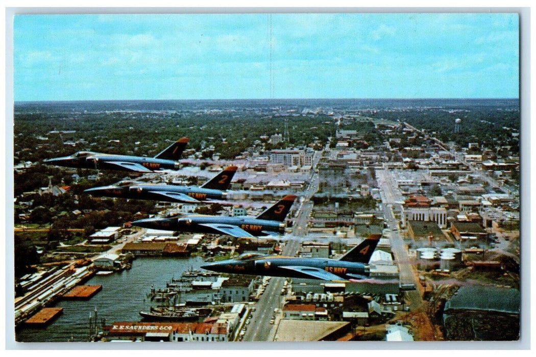 1967 Blue Angels Navy Famed Flight Demonstration Team Pensacola Florida Postcard