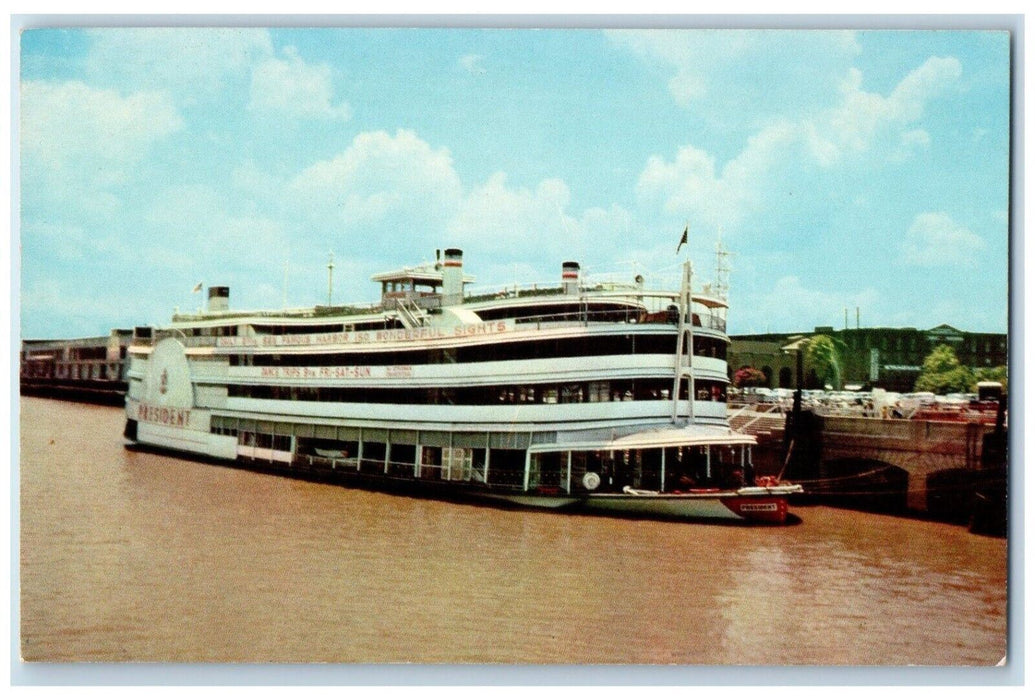 c1960 Mississippi River Excursion Liner SS President New Orleans LA Postcard