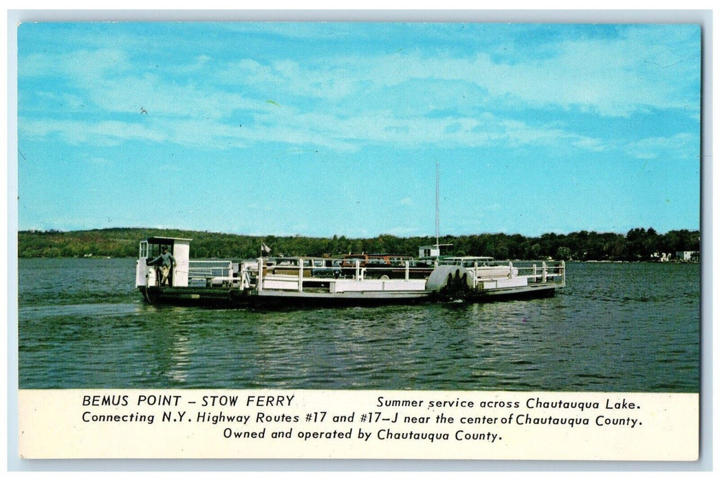 c1960 Bemus Point Stow Ferry Side Wheel Chautauqua County Lake New York Postcard