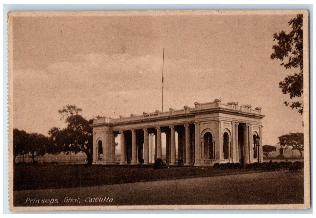 c1940's Prinseps Ghat Calcutta Kolkata India Vintage Posted Postcard