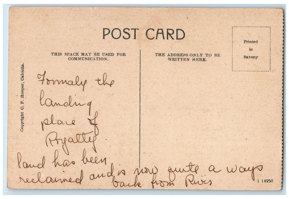 c1940's Prinseps Ghat Calcutta Kolkata India Vintage Posted Postcard