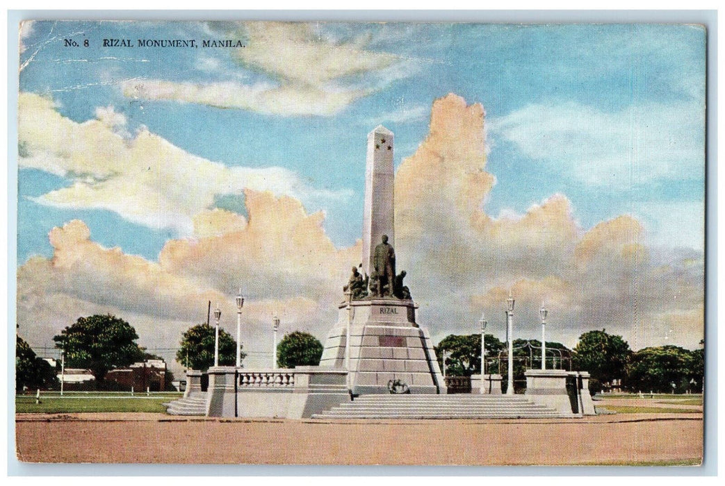 c1910 View of Rizal Monument Manila Philippines Antique Posted Postcard