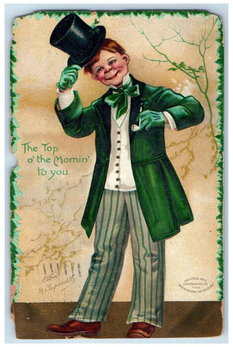 1908 St. Patrick's Day Man Hat Ellen Clapsaddle Artist Signed Embossed Postcard