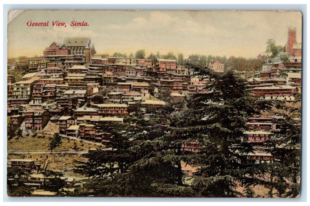 c1910 General View Houses Buildings in Simla India Antique Posted Postcard