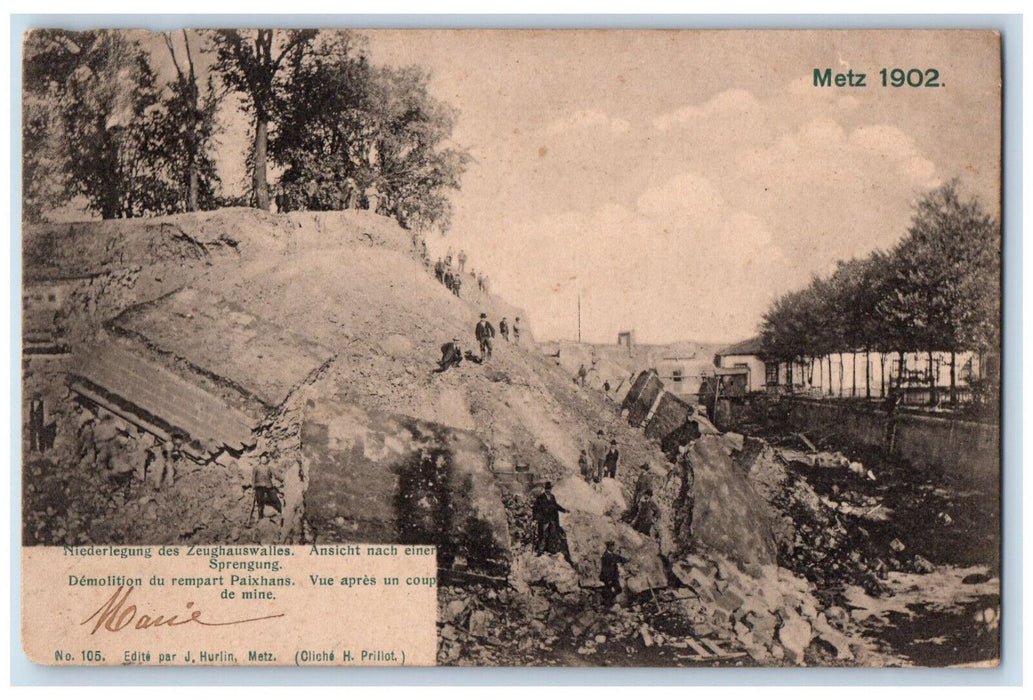 1902 Deposition of the Armory Wall View After a Blast Metz France Postcard