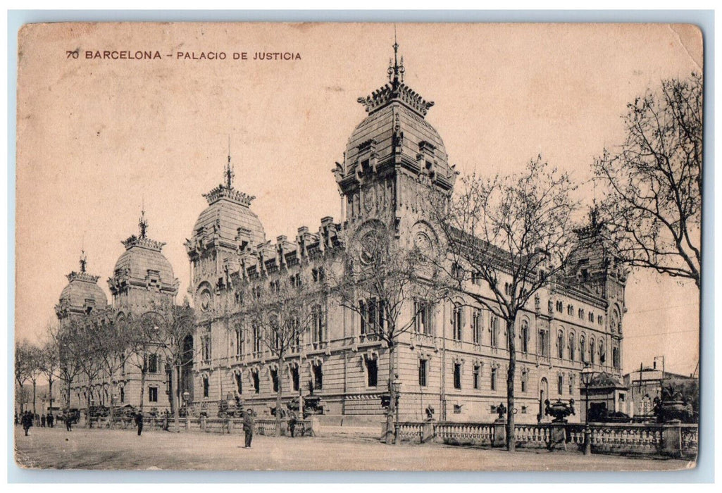 c1910 View of Barcelona Palacio De Justicia Spain Antique Posted Postcard