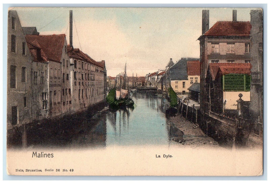 c1905 River View of La Dyle Malines Mechelen Belgium Antique Unposted Postcard