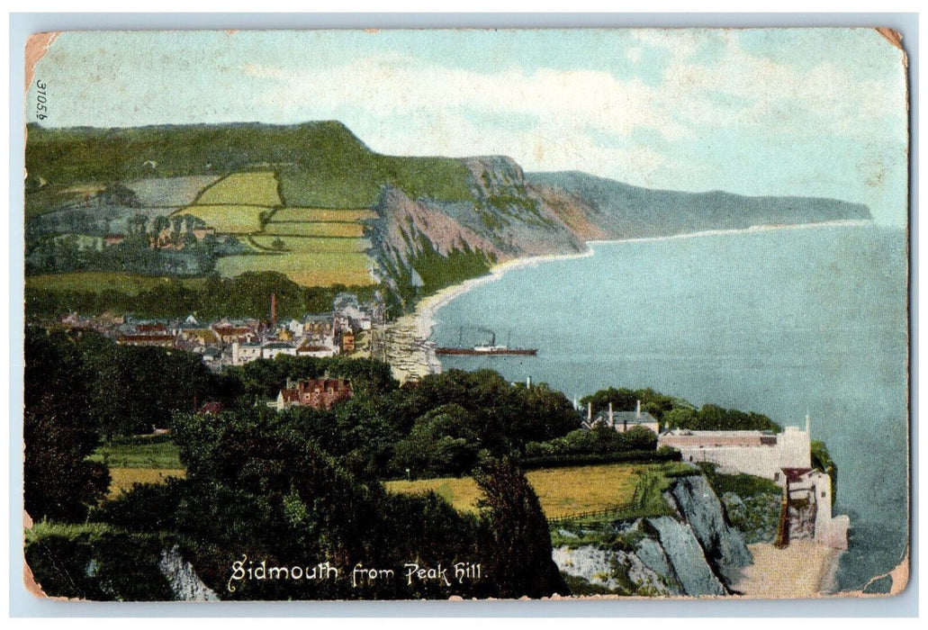 1909 Sidmouth from Peak Hill Frith's Series England Antique Posted Postcard