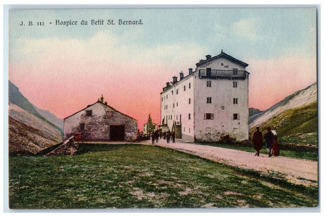 c1910 Crowds Scene Hospice Du Petit St. Bernard France Unposted Antique Postcard