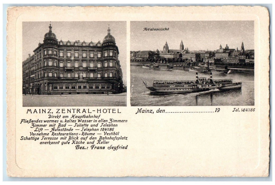 c1910 Mainz Central Hotel Total View Mainz Den Germany Multiview Postcard