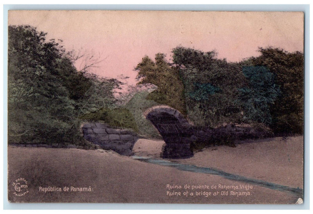 c1910 Ruine of a Bridge at Old Panama Republica De Panama Unposted Postcard