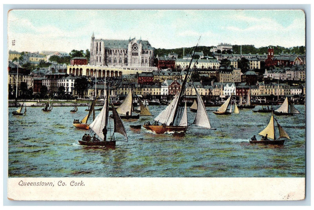 c1905's Sailboats Scene Queenstown Co. Cork Ireland Antique Postcard