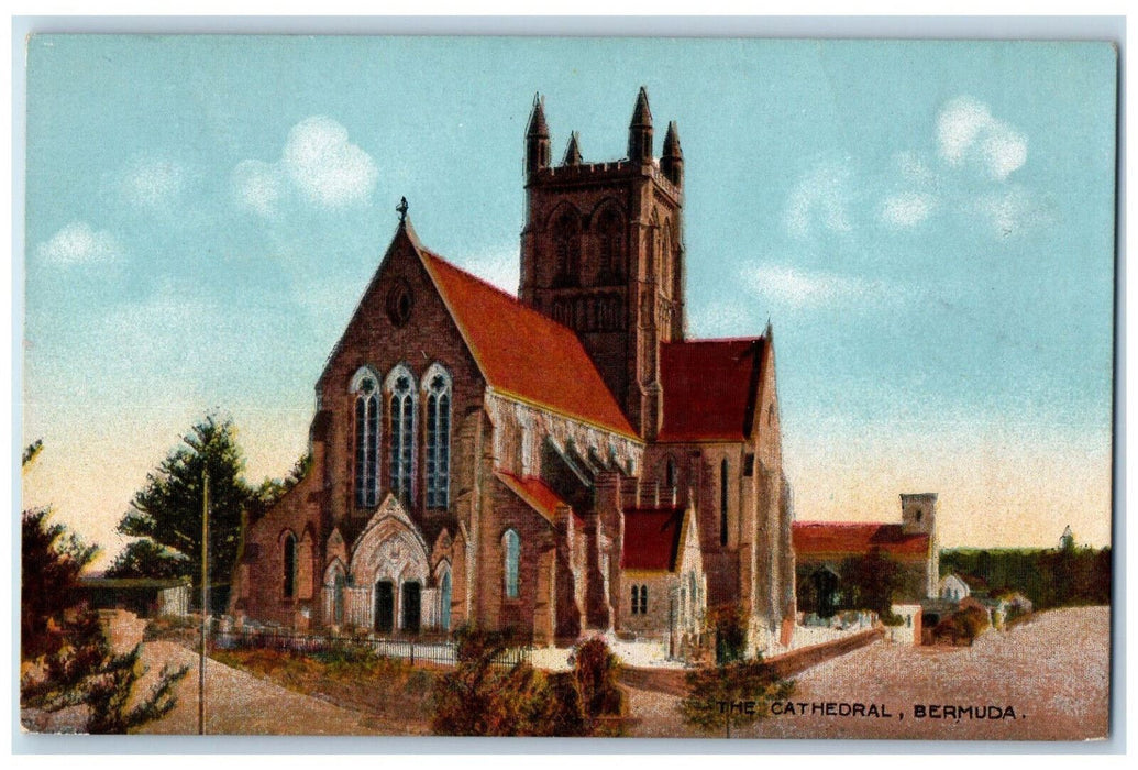 c1910 The Cathedral Bermuda British Overseas Territory Antique Postcard
