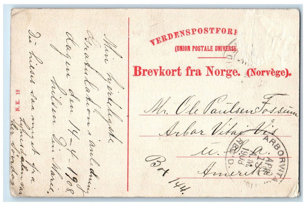 1908 The Eidsvoll building Viken County Norway Antique Posted Postcard