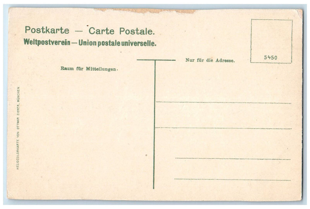 c1910 Mountain Castle View Steamship Drachenfels Antique Unposted Postcard