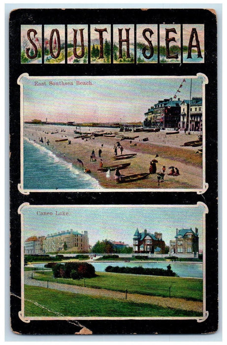 c1910 South Sea East Southsea Beach Caneo Lake England Multiview Postcard