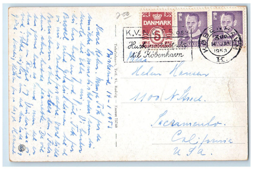 1953 View of Party From the Cliff Copenhagen Denmark Vintage Postcard
