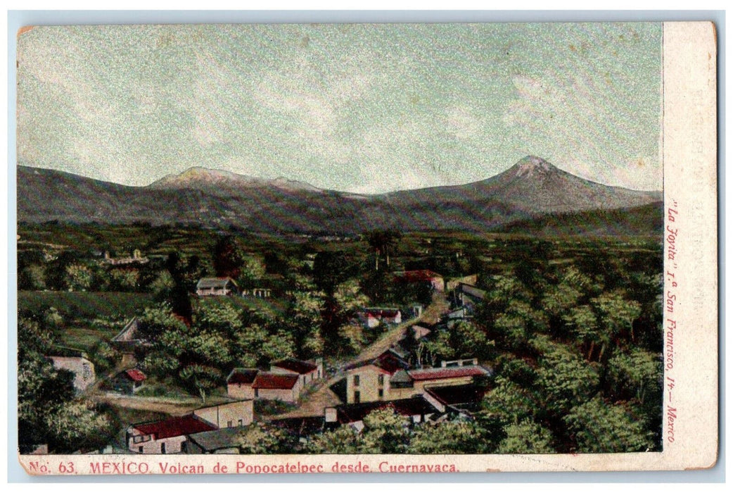 c1905 Volcan De Popocatelpec Desde Cuernavaca Mexico Unposted Postcard