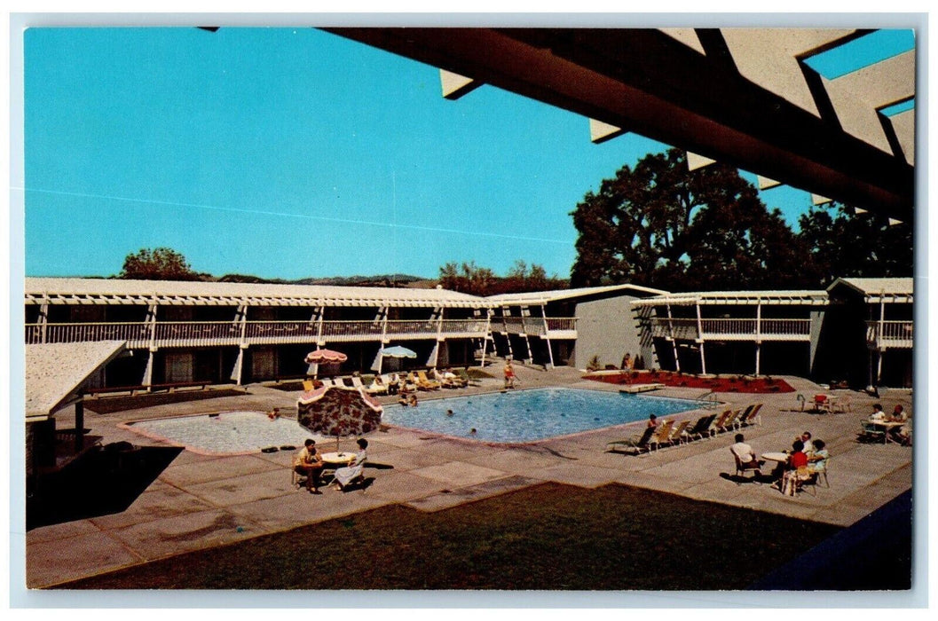 c1960 Los Robles Lodge Motor Edwards Avenue Pool Santa Rosa California Postcard