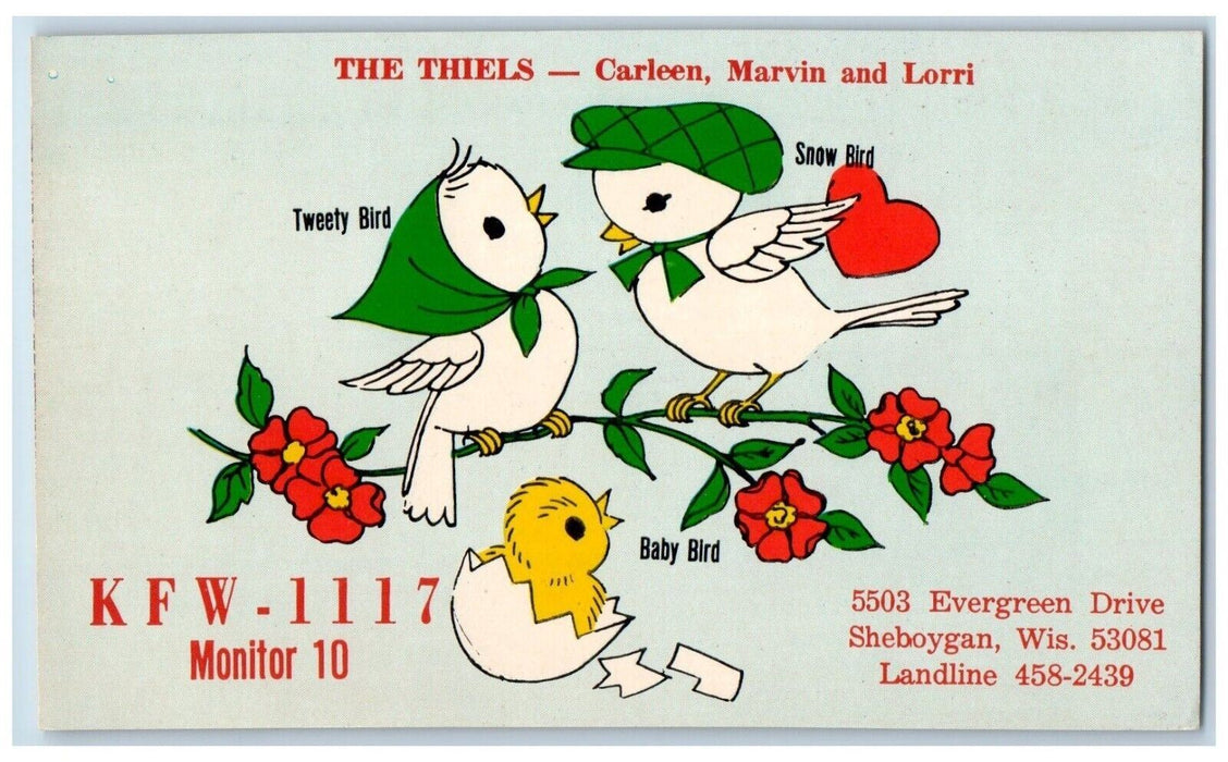 c1960 C M Sales Evergreen Drive Sheboygan Wisconsin Advertising Birds Postcard
