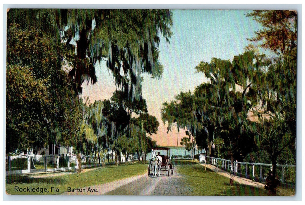 1911 Barton Avenue Horse Carriage Scene Rockledge Florida FL Antique Postcard